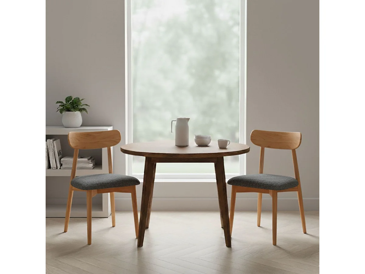 Pack de 2 sillas Shia asiento acolchado gris/natural 83x49x42 cm Adec