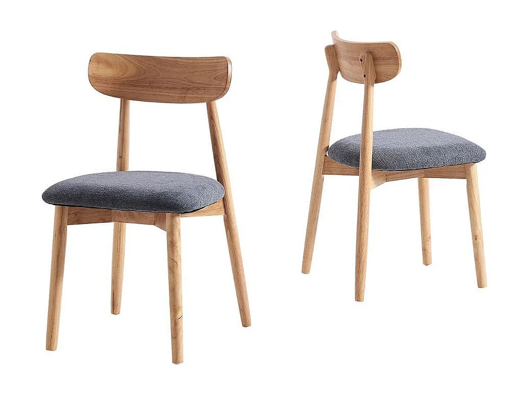 Pack de 2 sillas Shia asiento acolchado gris/natural 83x49x42 cm Adec
