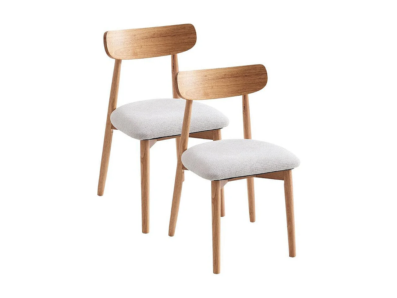 Pack de 2 sillas Shia asiento acolchado beige/natural 83x49x42 cm Adec