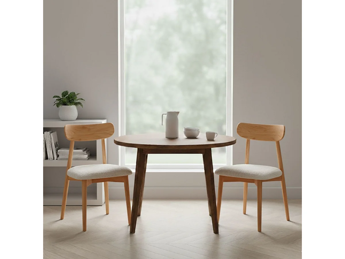 Pack de 2 sillas Shia asiento acolchado beige/natural 83x49x42 cm Adec