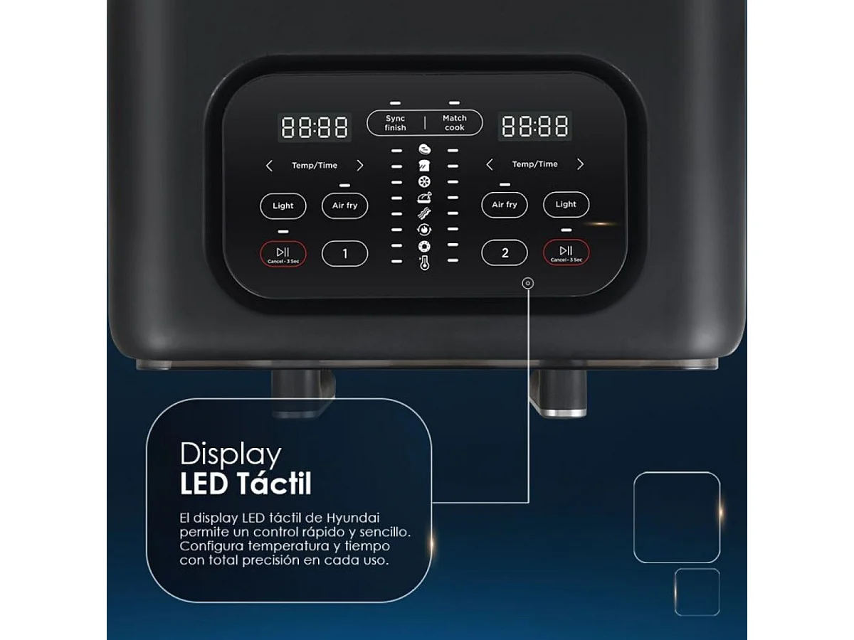 Freidora de aire Hyundai HAF8000DD 2400W 8L 2 cestas 8 programas negro