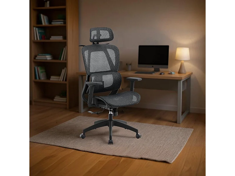 Silla de oficina Ergo altura regulable transpirable blanco 118-124x70x70 cm Adec