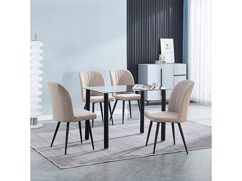 Conjunto de comedor mesa Yuri + 4 sillas Rory