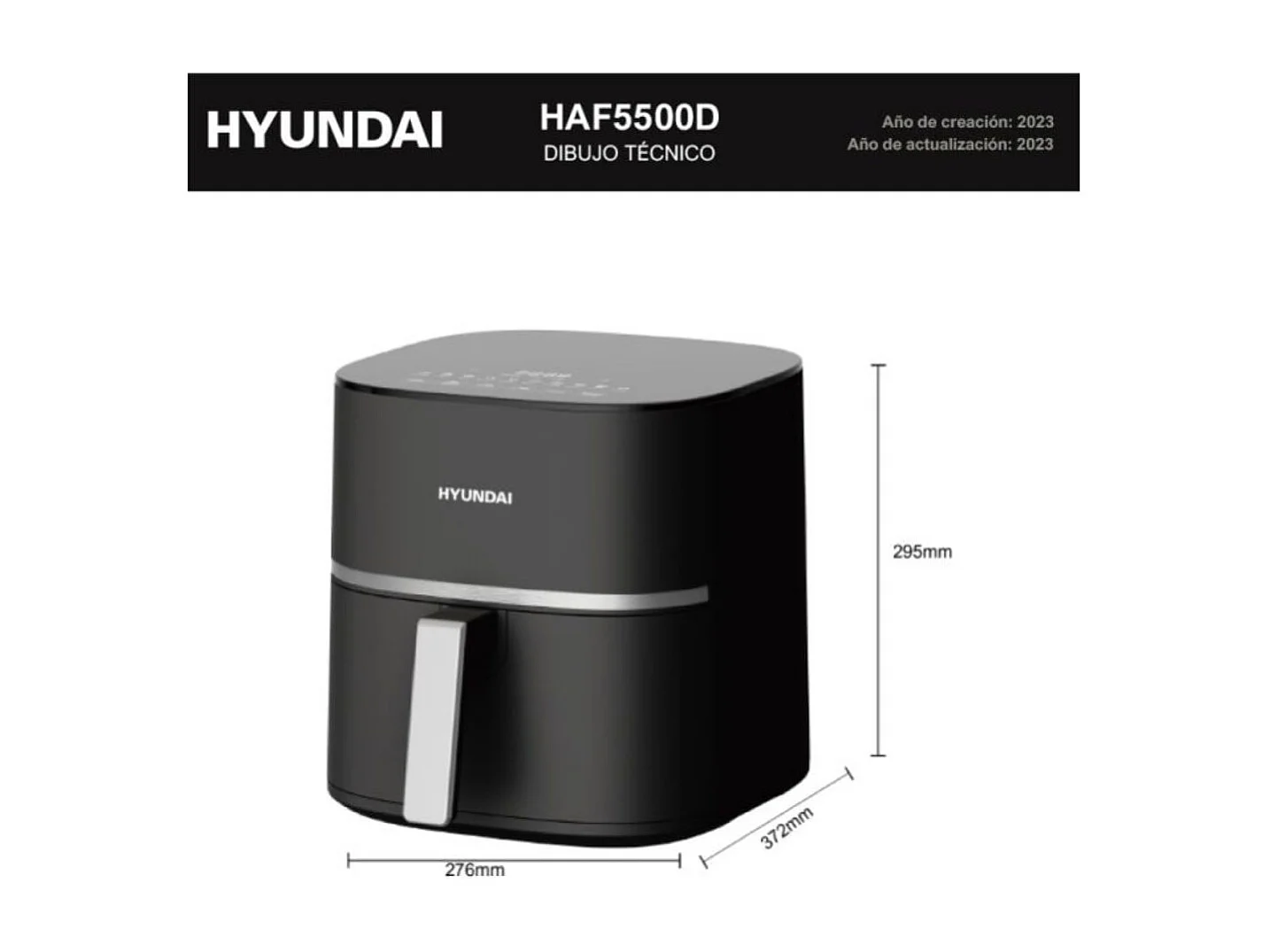 Freidora de aire Hyundai HAF5500D 1600W 5,5L 10 programas negro