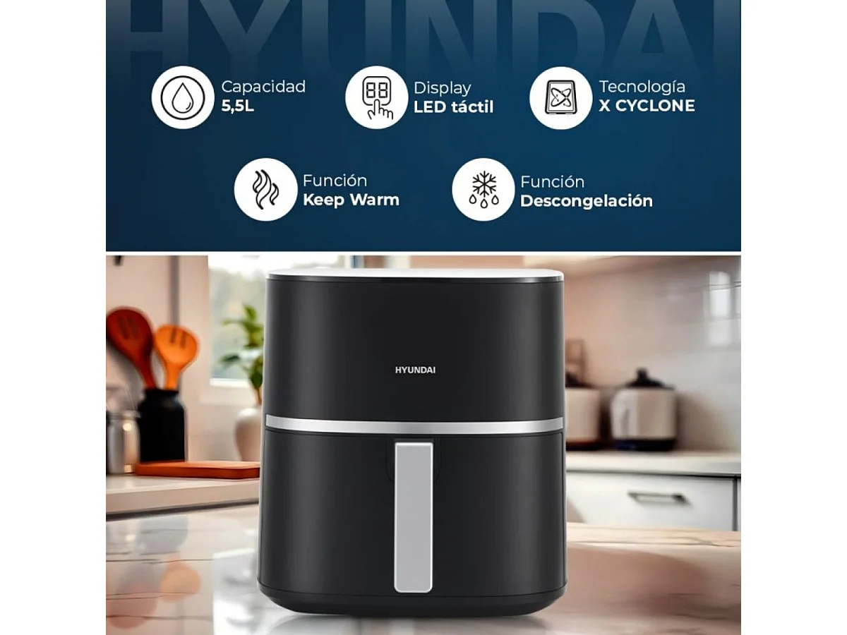 Freidora de aire Hyundai HAF5500D 1600W 5,5L 10 programas negro