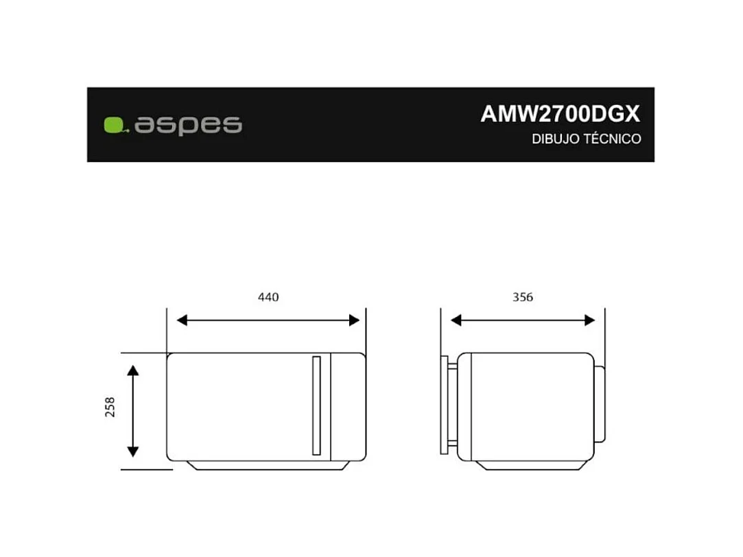 Microondas Aspes AMW2700DGX 1000W 20L con grill 8 programas inox