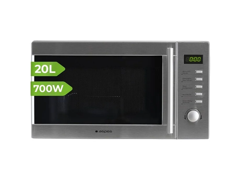 Microondas Aspes AMW2700DGX 1000W 20L con grill 8 programas inox