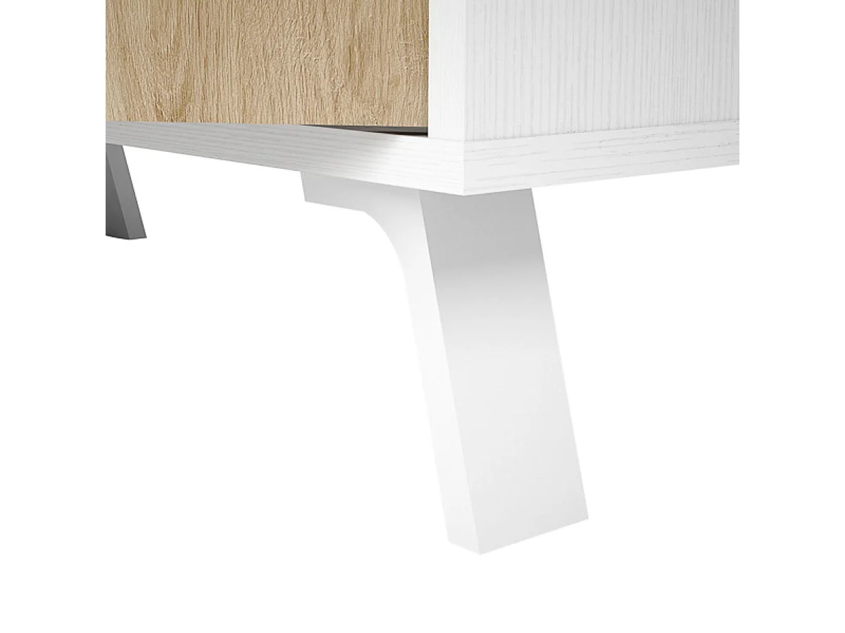 Mueble de TV Philip 4 puertas blanco/roble 63,4x180x33,5 cm