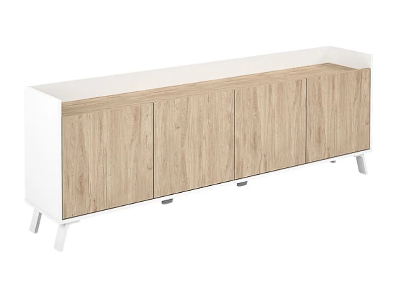 Mueble de TV Philip 4 puertas blanco/roble 63,4x180x33,5 cm