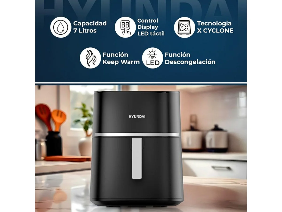 Freidora de aire Hyundai HAF7000D 1800W 7L 10 programas negro