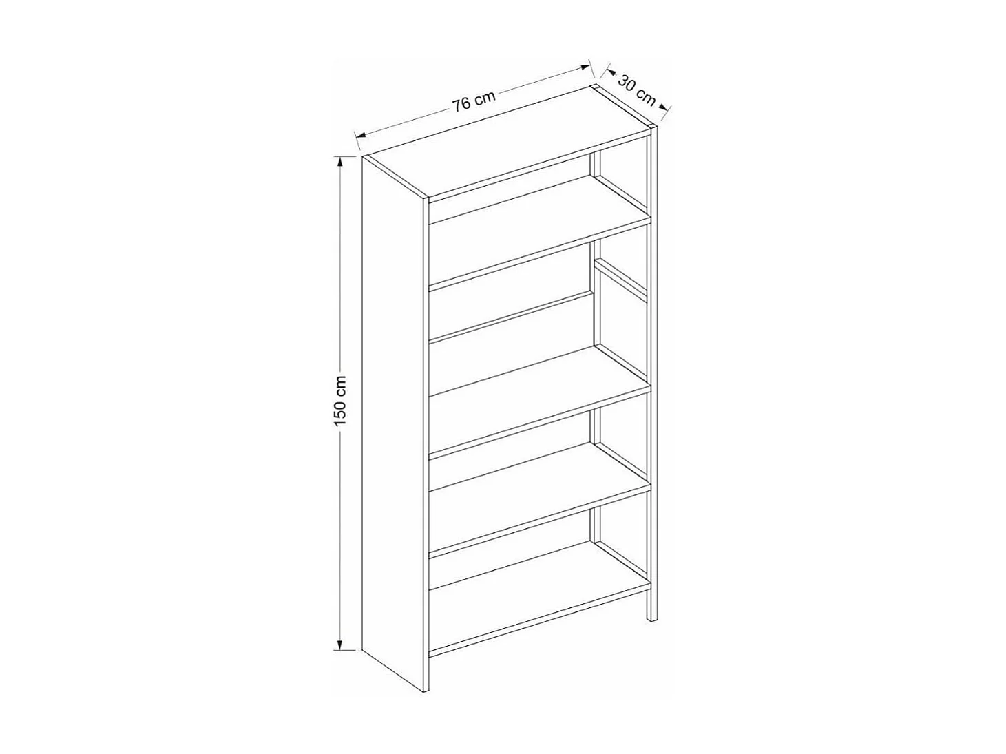 Estantería Tiran Bookcase 4 estantes roble/negro 150x76x30 cm