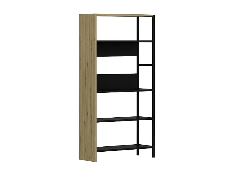 Estantería Tiran Bookcase 4 estantes roble/negro 150x76x30 cm