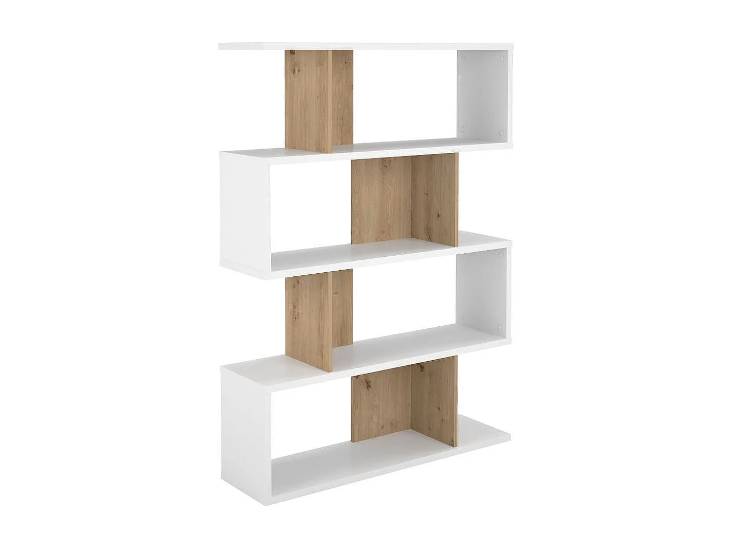 Estantería ZigZag 4 niveles blanco/natural 152,5x110x28,6 cm