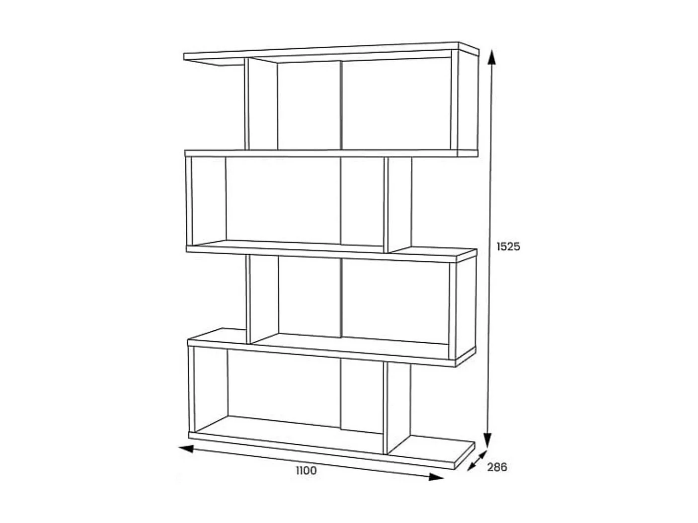 Estantería ZigZag 4 niveles blanco/natural 152,5x110x28,6 cm