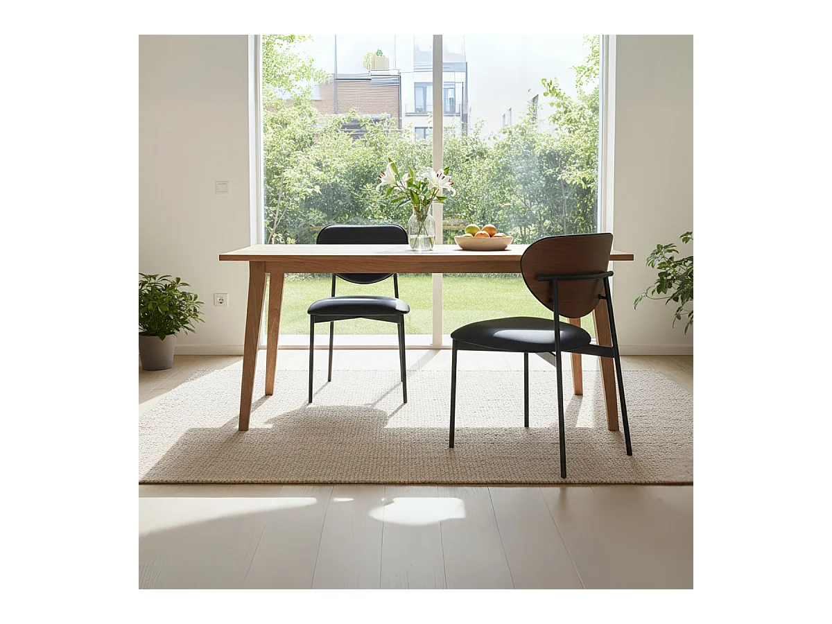 Pack de 2 sillas Eva respaldo curvado negro 85x52x47 cm Adec