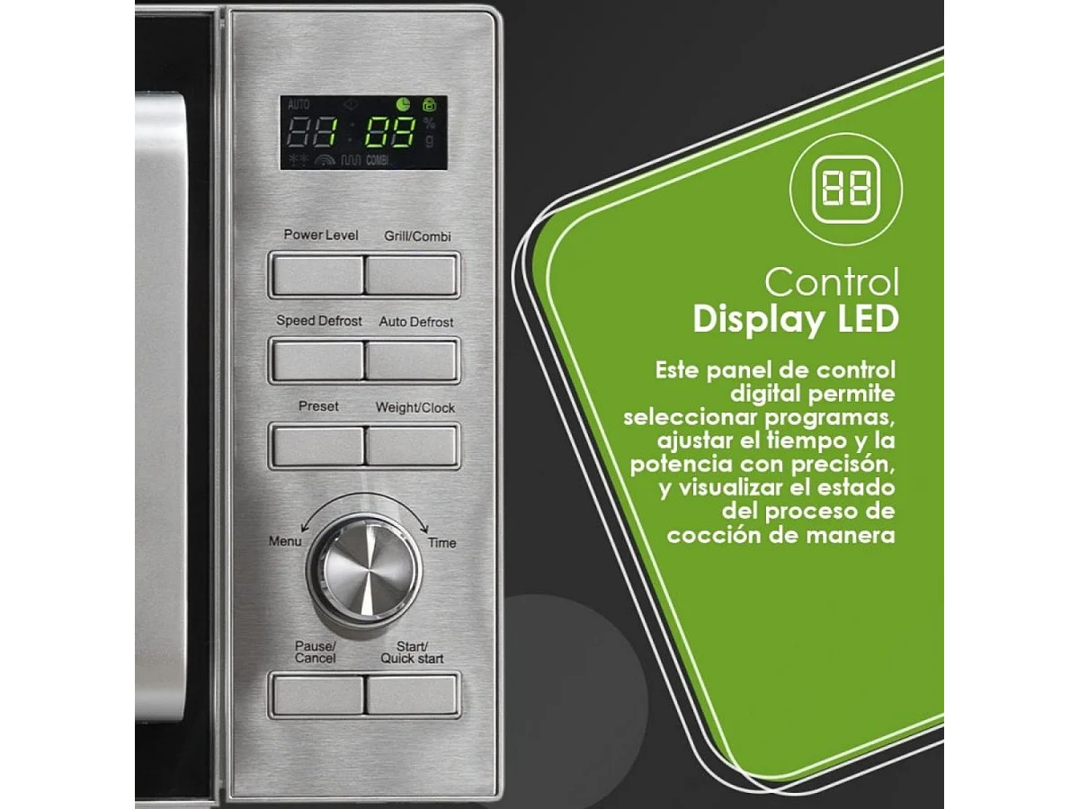 Microondas Aspes AMWC23900DGN 1000W 25L con grill 13 programas inox