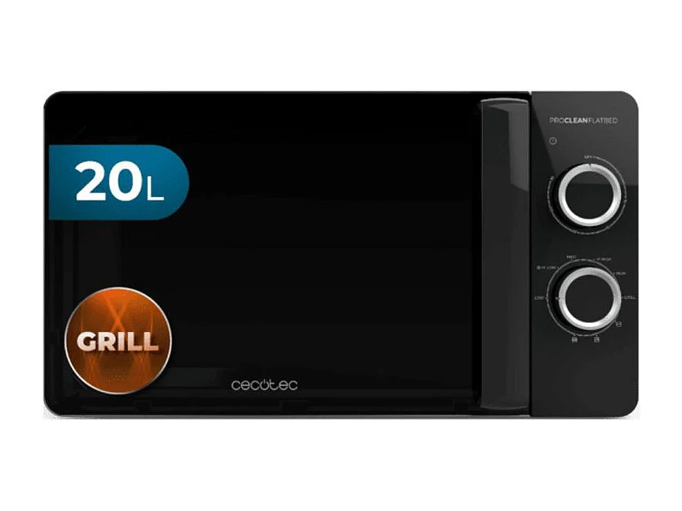 Microondas sin plato Cecotec Proclean 3130 Flatbed 700W 20L + Grill negro