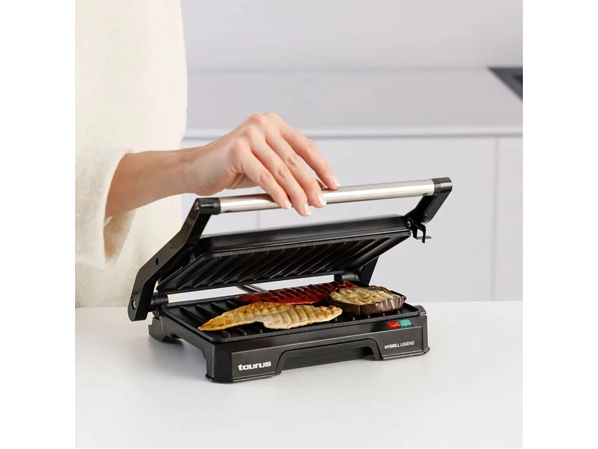 Tostador grill Taurus Mygrill Legend 1000W basculante aluminio antiadherente negro