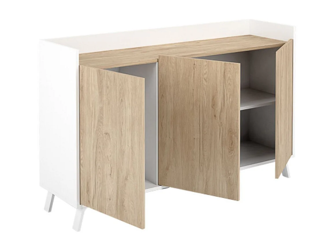 Aparador Charles 3 puertas blanco/roble 87,1x140x40 cm