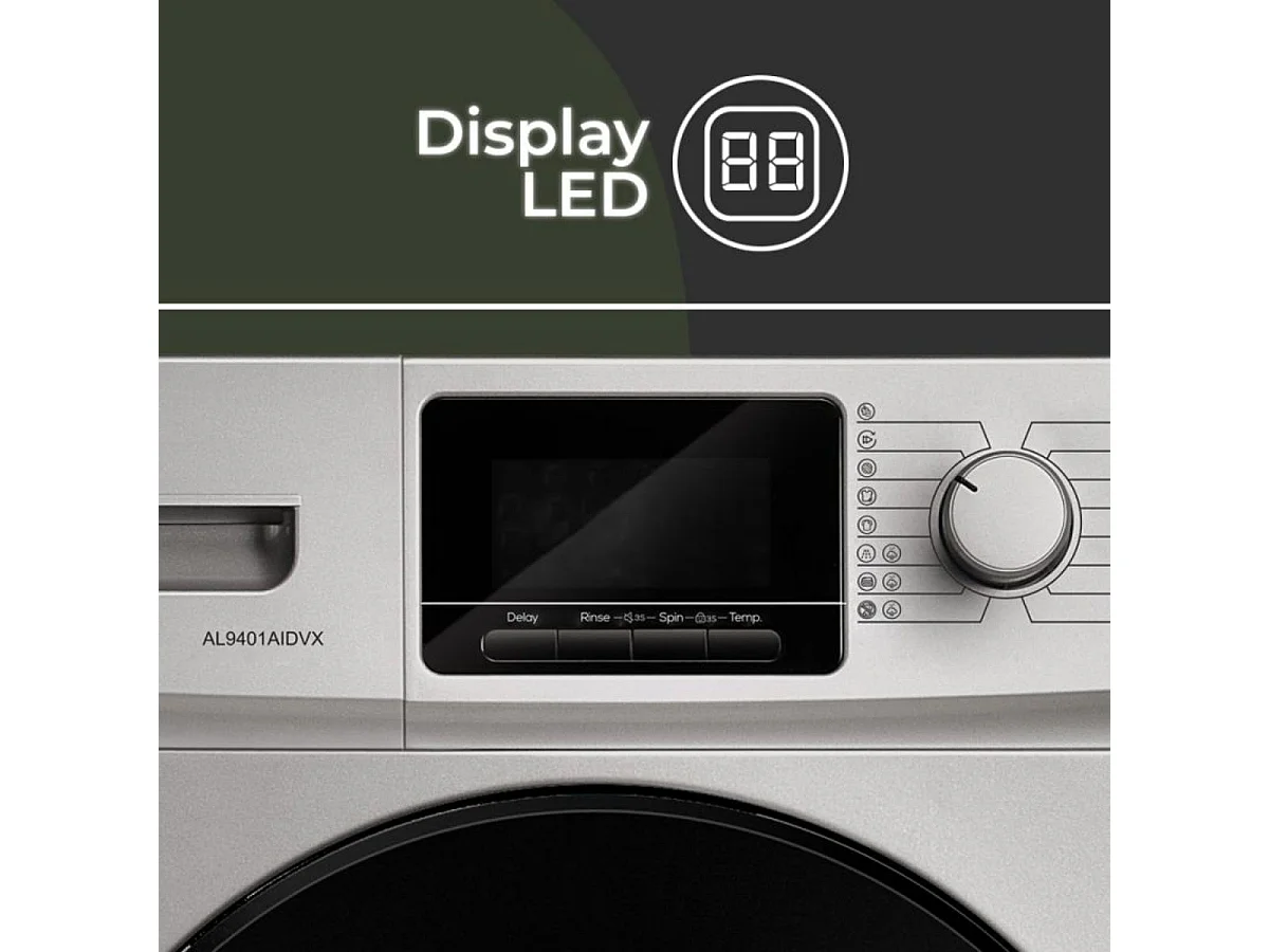 Lavadora carga frontal Aspes AL9401AIDVX 9kg 1400 rpm 16 programas A gris 59,5 cm