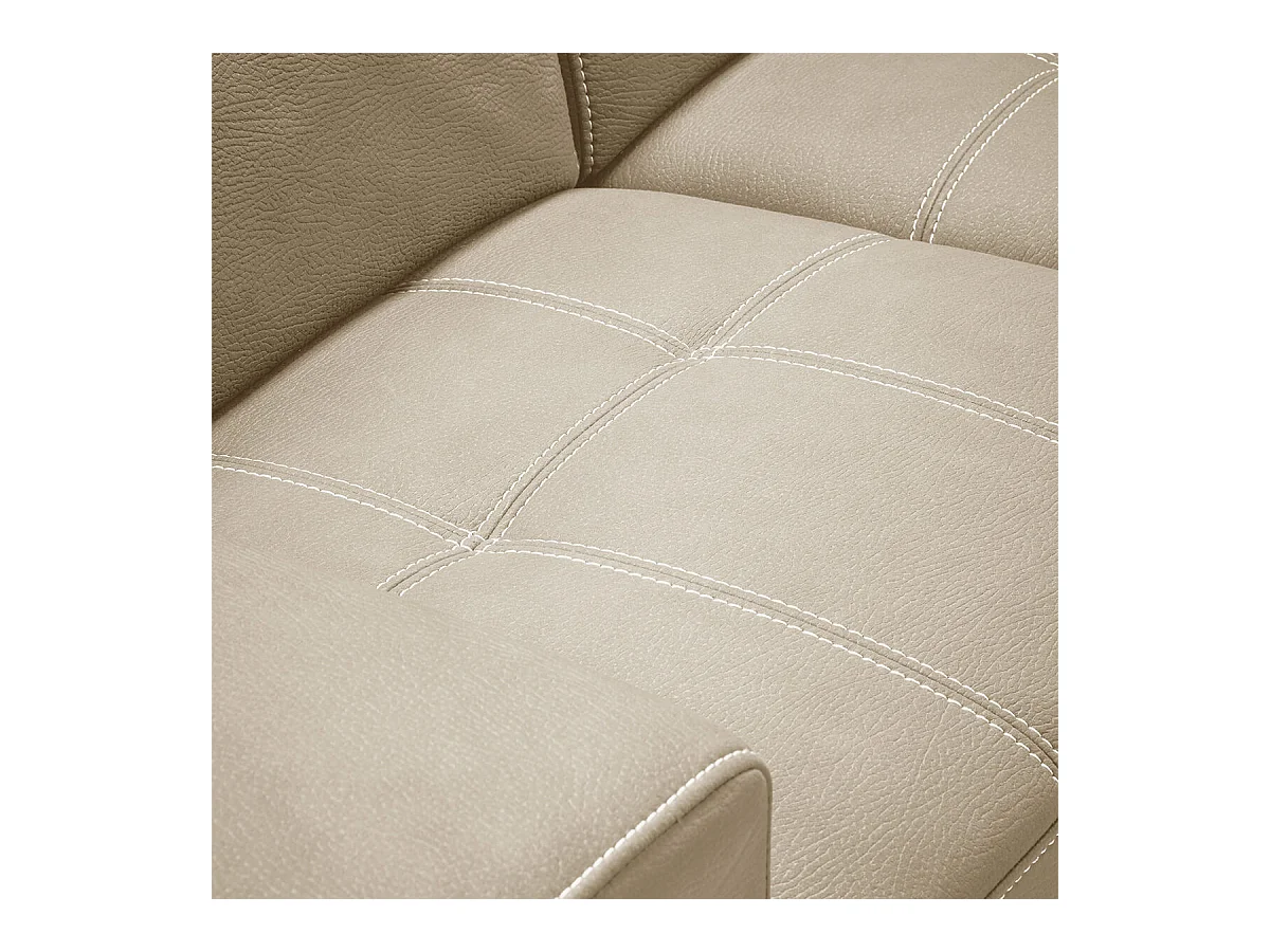 NERA - Canapé d'Angle Droit Convertible avec 2 Poufs et 1 Coffre Beige