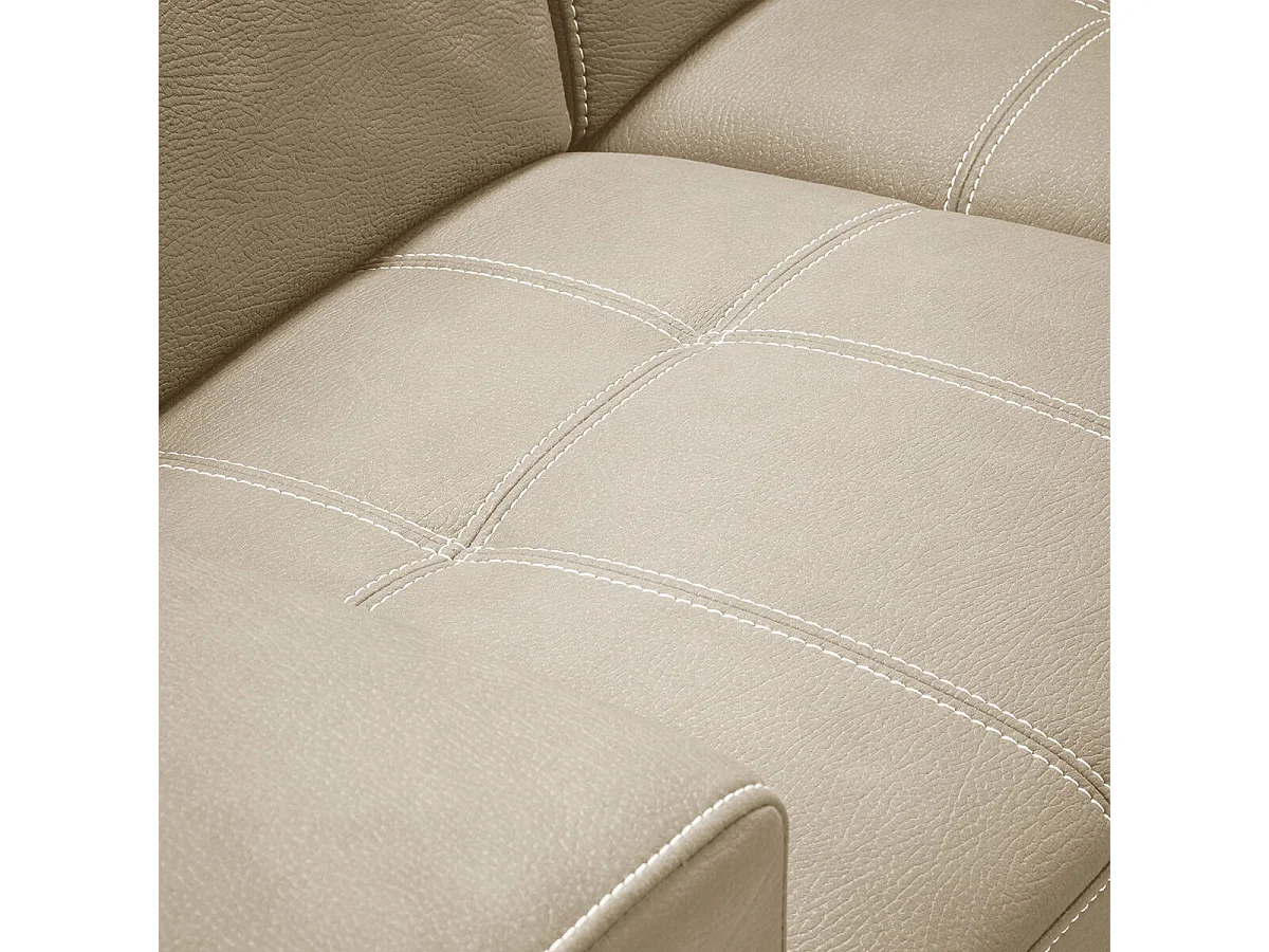 NERA - Canapé d'Angle Droit Convertible avec 2 Poufs et 1 Coffre Beige