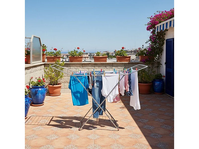 Tendedero plegable con alas abatibles gris 104,5 x181x54,5 cm