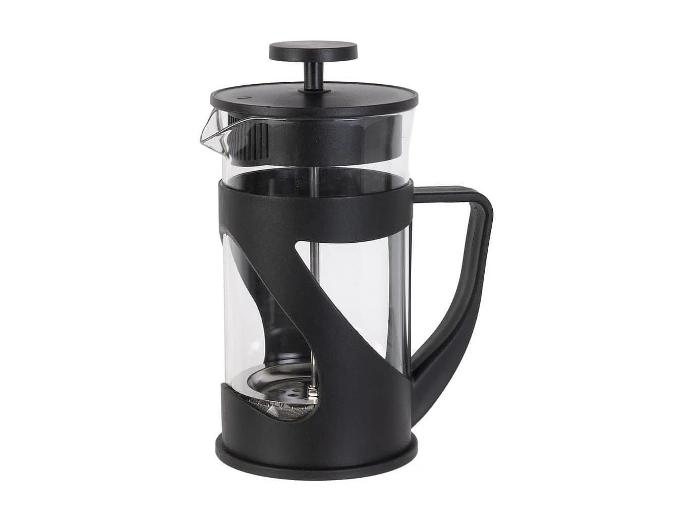 Cafetière à Piston 60cl en verre et Plastique noir pour 5 Tasses