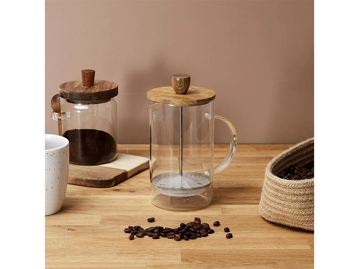 Cafetière à Piston 85cL en Verre et Acacia Massif - TISSA
