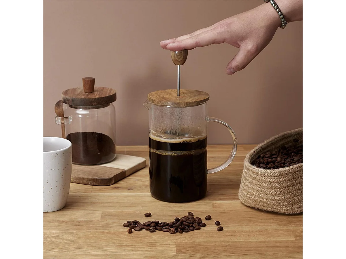 Cafetière à Piston 85cL en Verre et Acacia Massif - TISSA