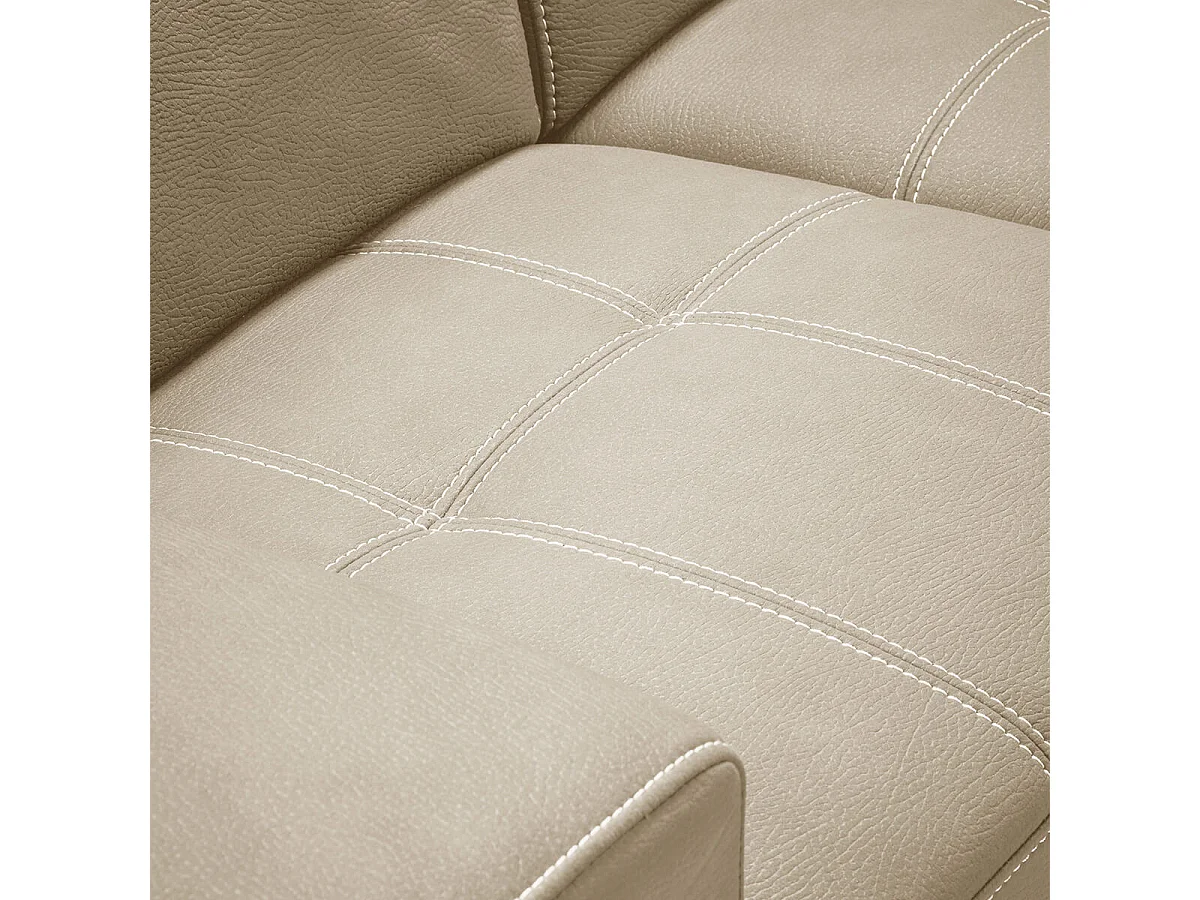 NERA - Canapé d'Angle Gauche Convertible avec 2 Poufs et 1 Coffre Beige