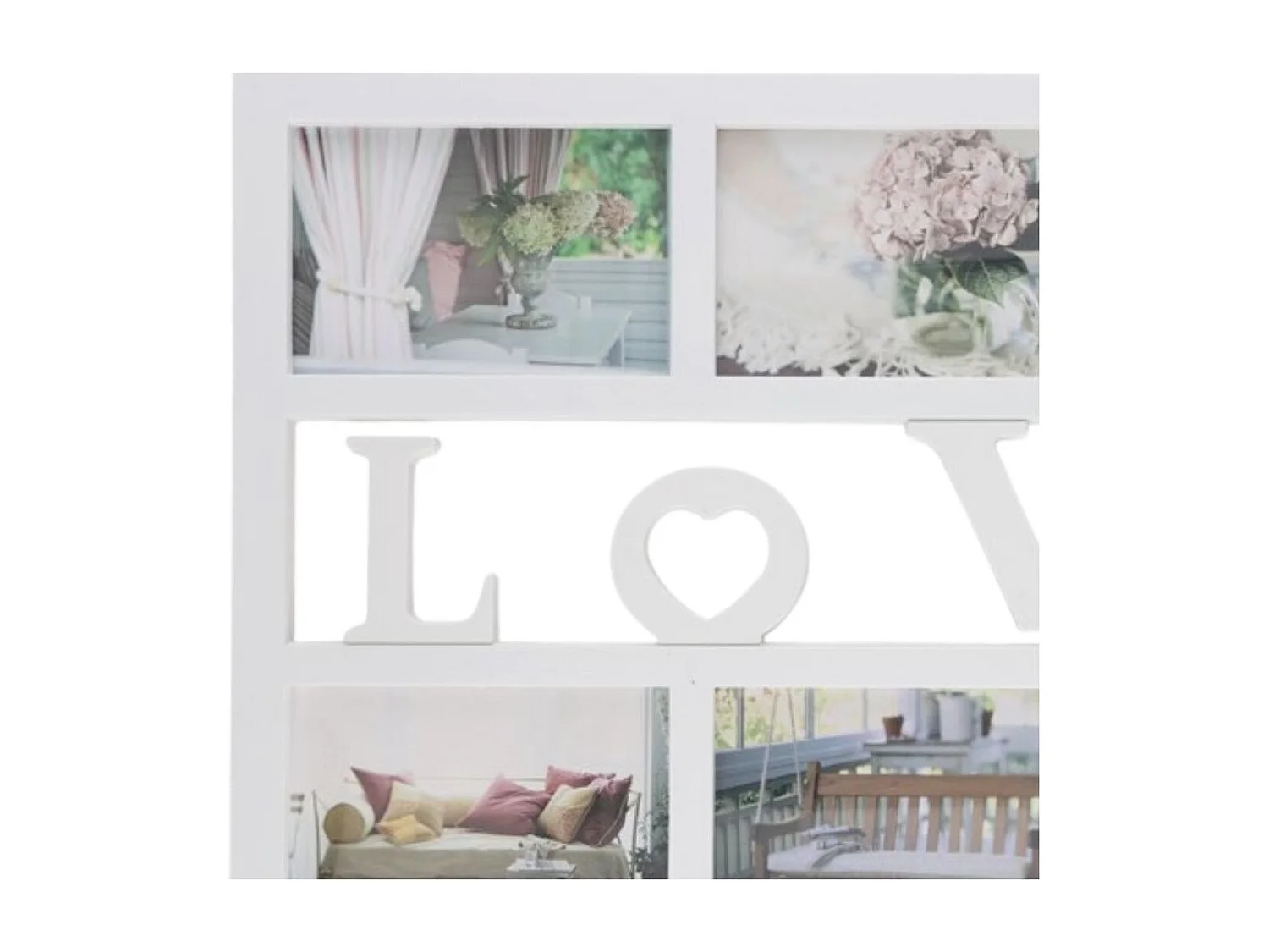 Portafotos múltiple Love 6 fotos blanco 33x48x1,8 cm