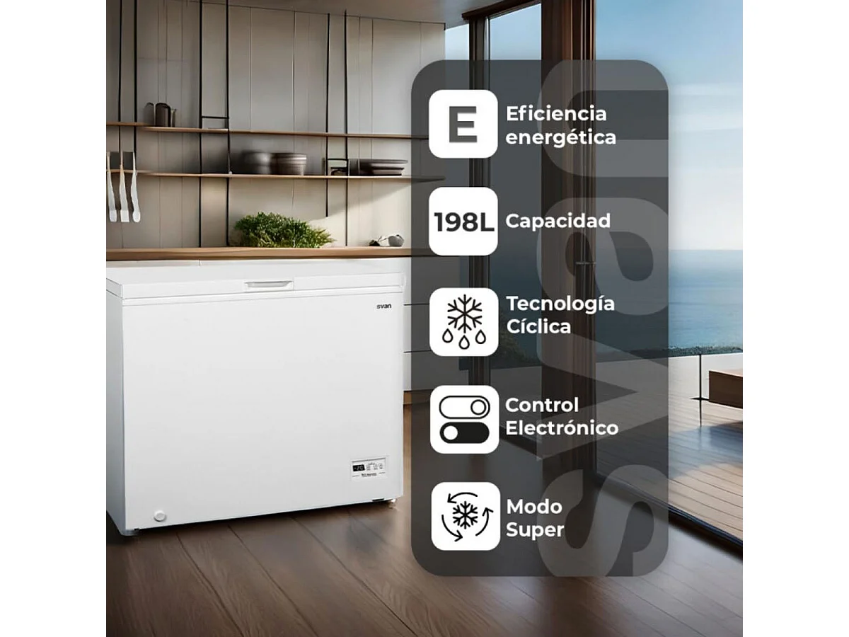 Congelador horizontal Svan SCH2002EDC 198L cíclico E blanco 91 cm
