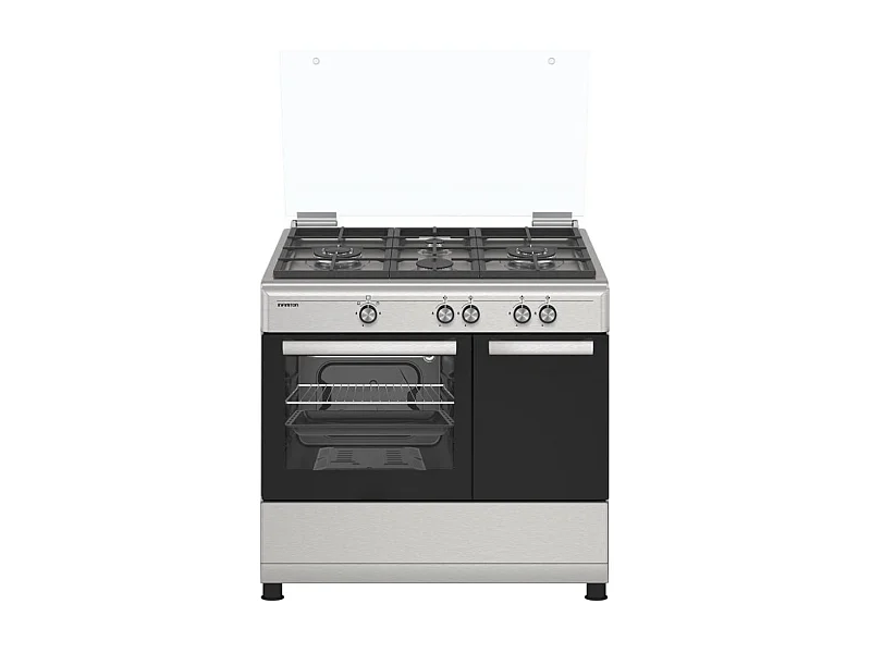 Cocina de gas con horno Infiniton CC90X2W4F 4 fuegos 60L con tapa de cristal inox 89,8 cm