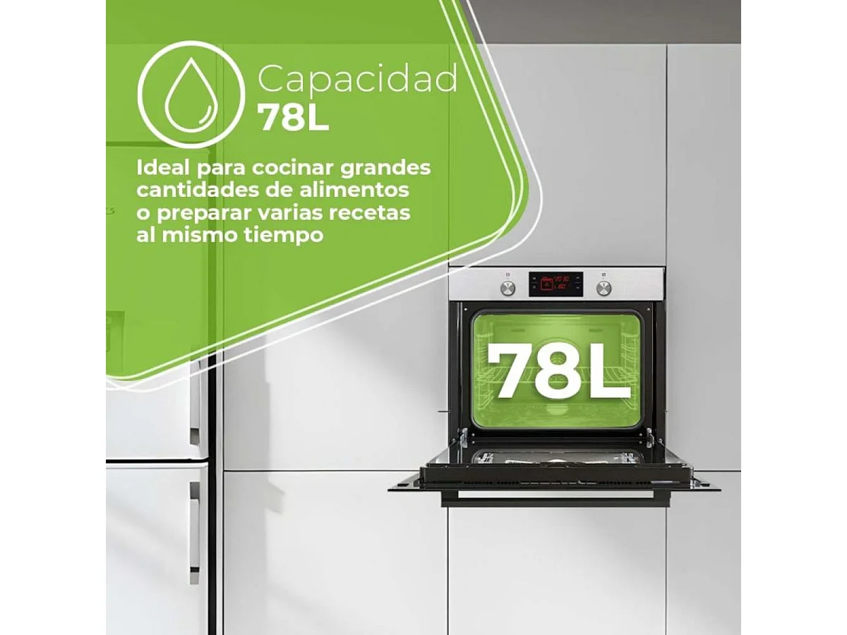 Horno Aspes AHM10800DCX 3100W 78L 10 programas A inox 60 cm