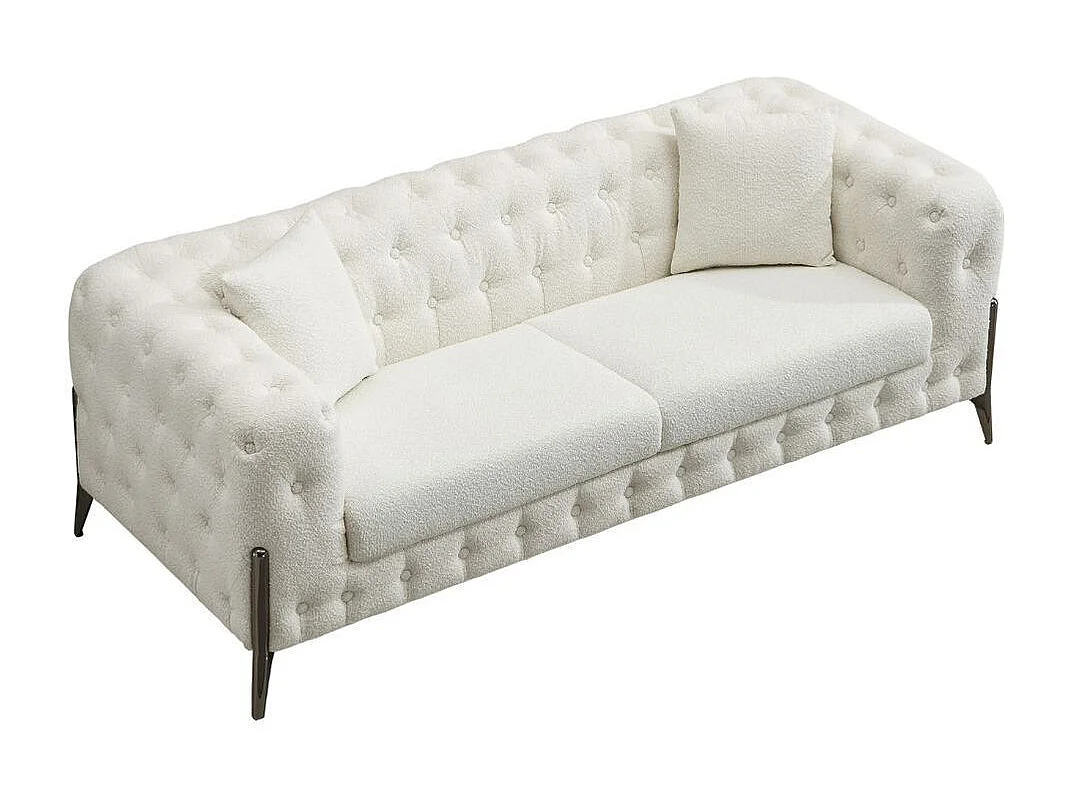 Sofá chester Cindy 3 plazas + 2 cojines blanco 72x202x85 cm Adec