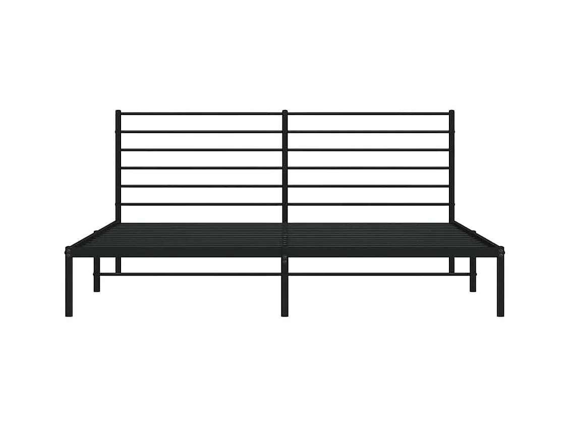Cadre de lit métal sans matelas et tête de lit noir 180x200 cm