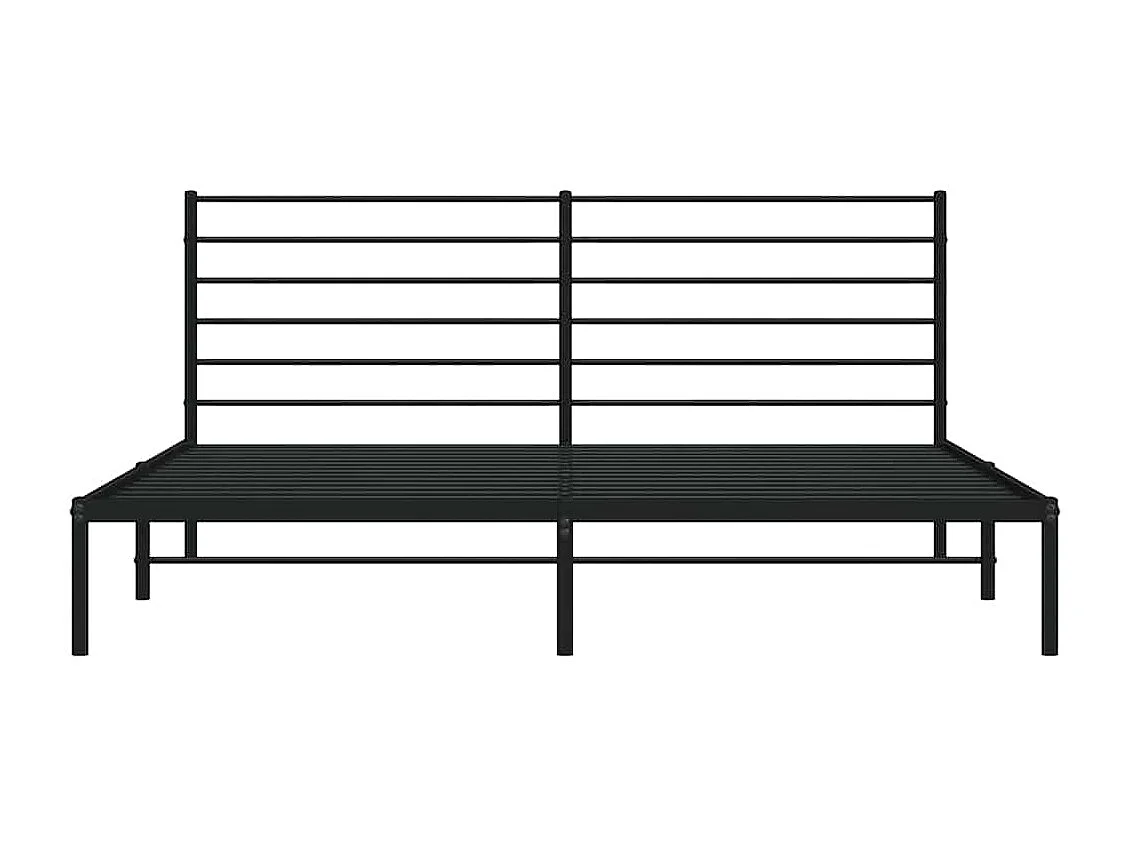 Cadre de lit métal sans matelas et tête de lit noir 180x200 cm