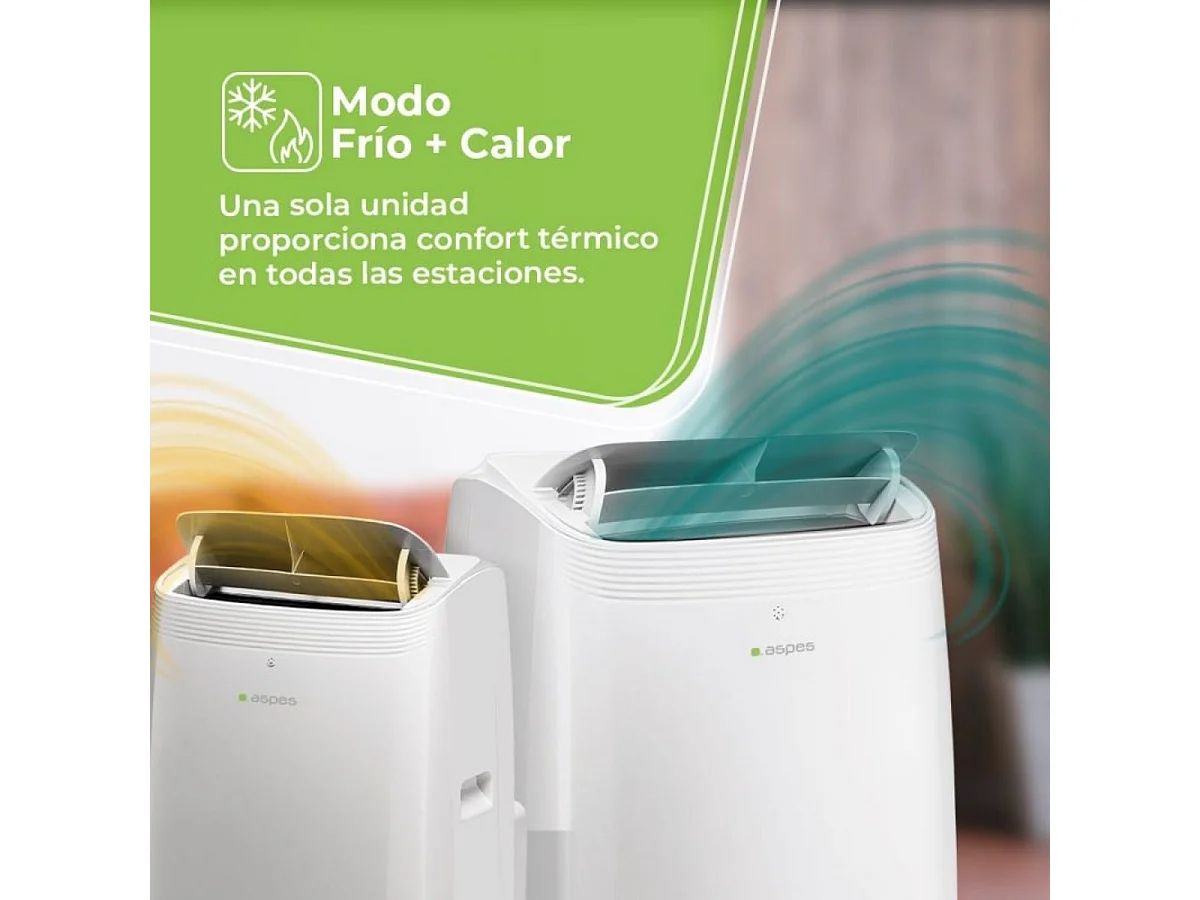 Aire acondicionado portátil Aspes AAAP1200B modo frío/calor 3000 frigorías R290 A