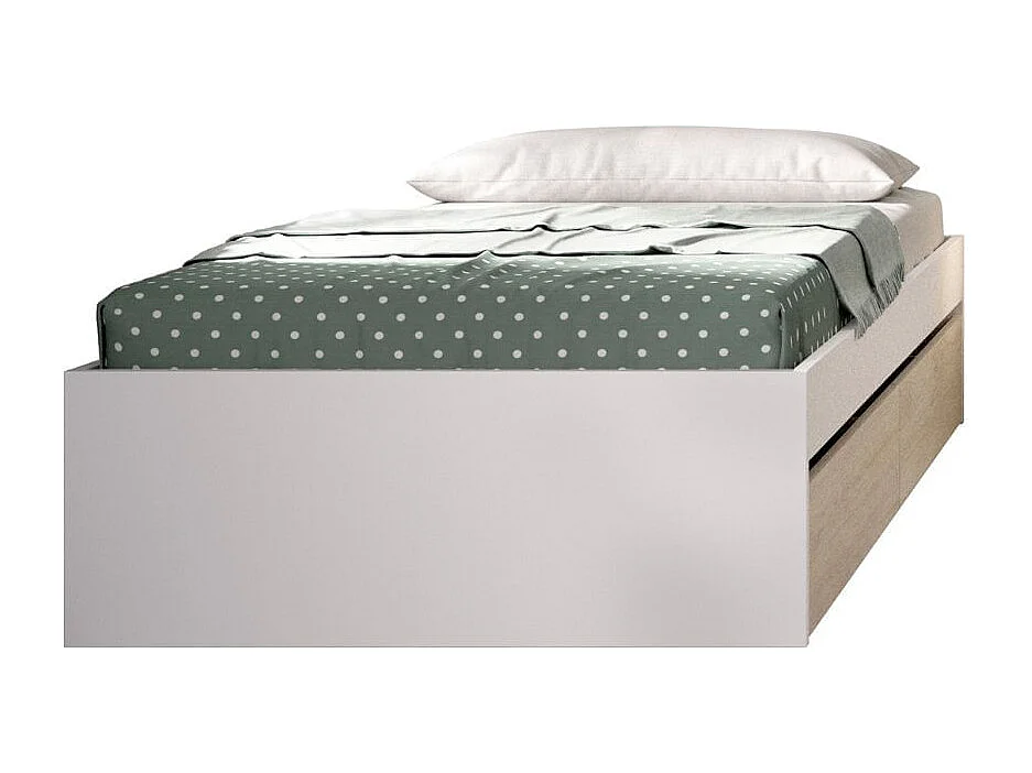 Aro de cama Lago con 2 cajones blanco/natural 40x195x96 cm