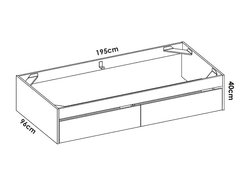 Aro de cama Lago con 2 cajones blanco/natural 40x195x96 cm
