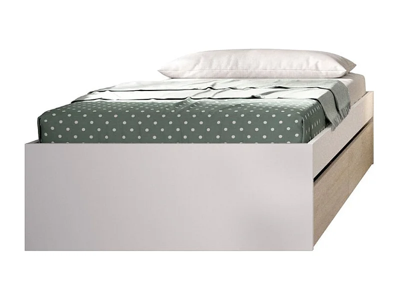 Aro de cama Lago con 2 cajones blanco/natural 40x195x96 cm