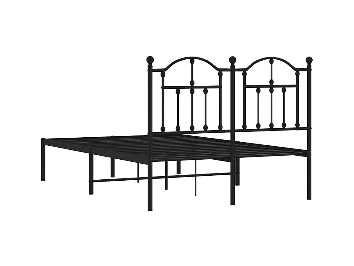 Cadre de lit métal sans matelas avec tête de lit noir 120x200cm