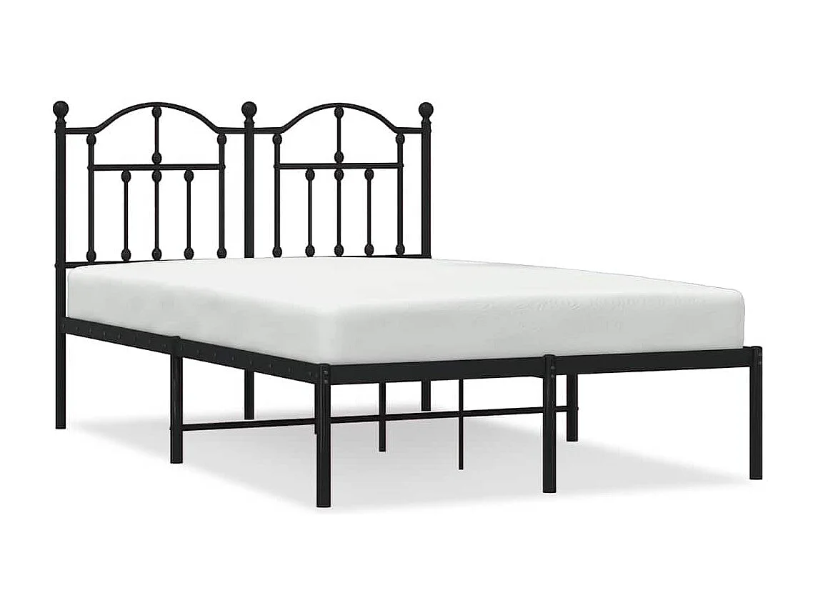 Cadre de lit métal sans matelas avec tête de lit noir 120x200cm