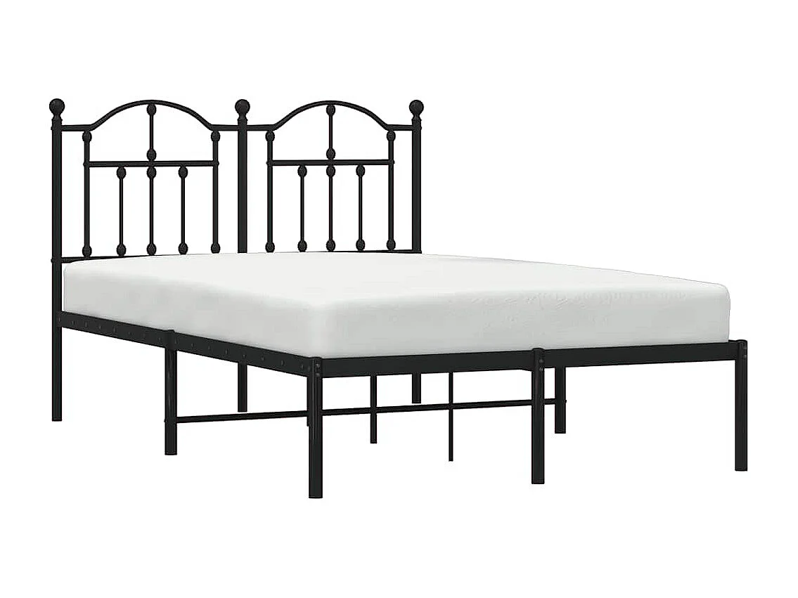 Cadre de lit métal sans matelas avec tête de lit noir 120x200cm