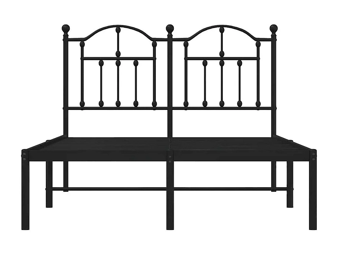 Cadre de lit métal sans matelas avec tête de lit noir 120x200cm