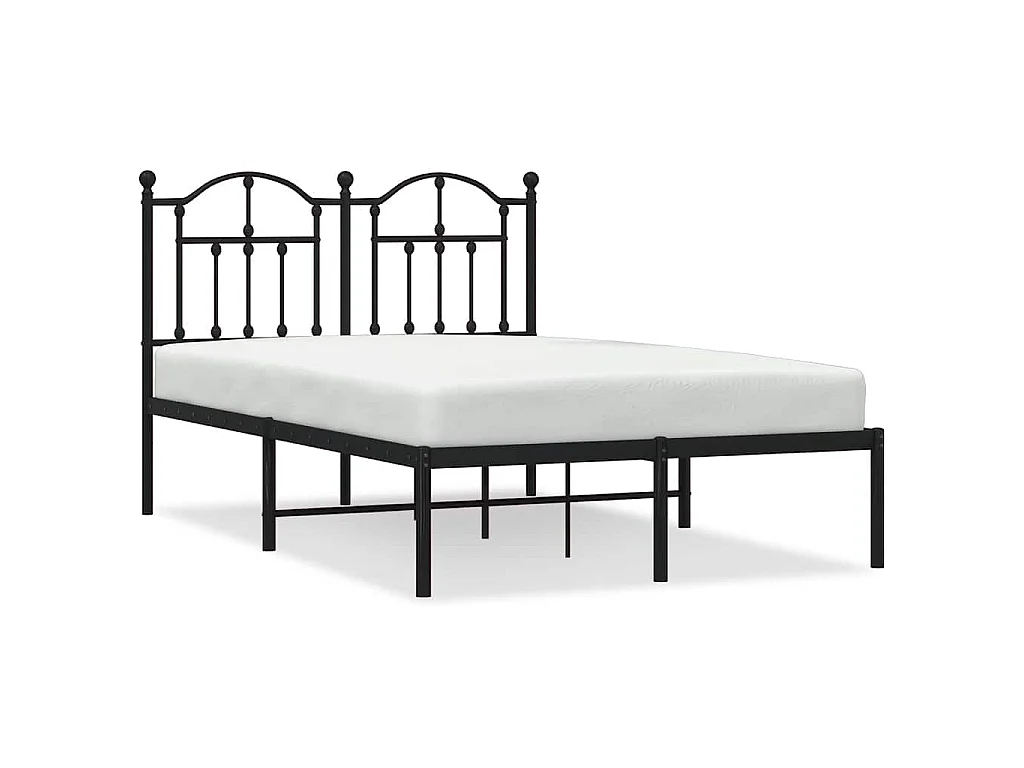 Estructura cama sin colchón con cabecero metal negro 120x200 cm