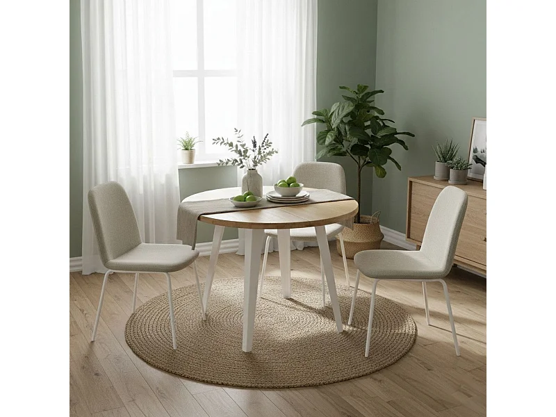 Mesa de comedor BergE redonda extensible nordish/blanco Ø100x76 cm Adec