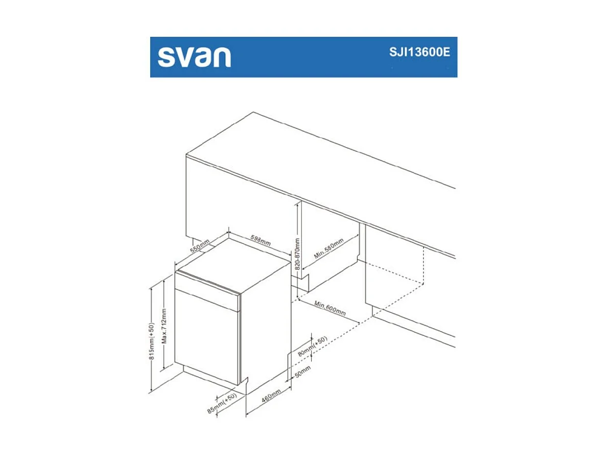 Lavavajillas integrable Svan SJI13600E 14 servicios 6 programas inox 59,8 cm