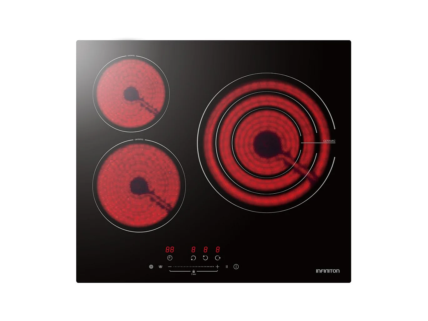 Vitrocerámica Infiniton VIT3N30 3 zonas 9 potencias negro 60 cm